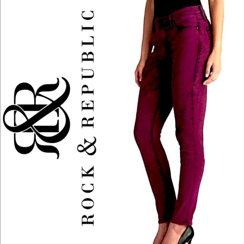 Rock & Republic Berlin red / burgundy / black jeans Sz 8 FALL
